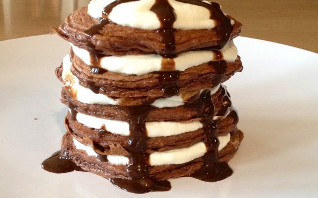 Oreo-Fudge Brownie Protein Pancakes