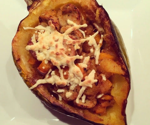 Chicken Sausage Stuffed Squash