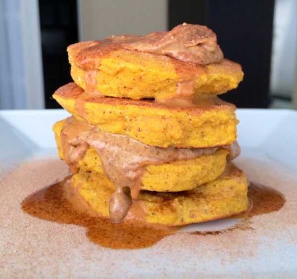 butter toffee kabocha protein pancakes