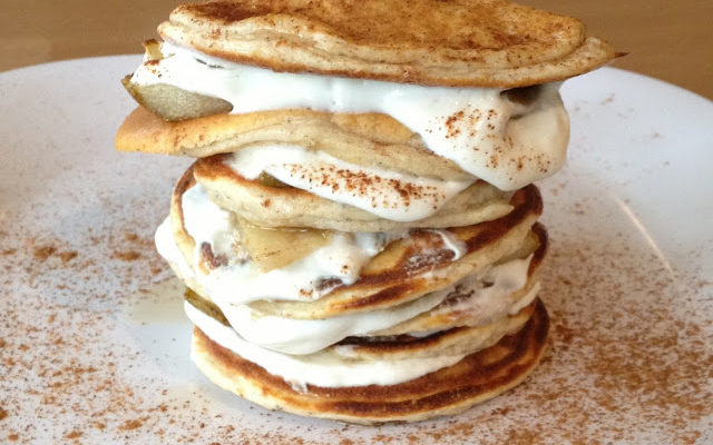 Spiced Ginger Pear Protein Pancakes